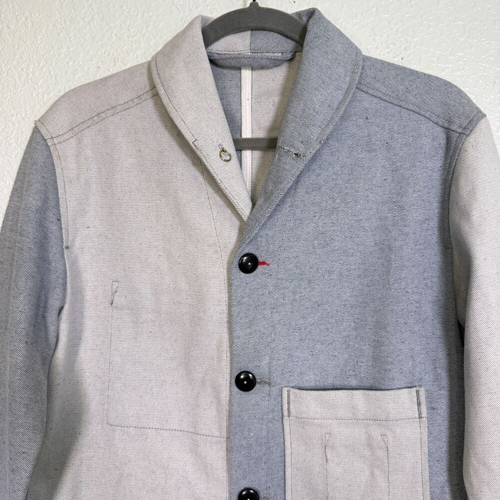 Imperfects Shepards Jacket Mens Patchwork Mix Denim Shirt Chore Coat Shacket View 5